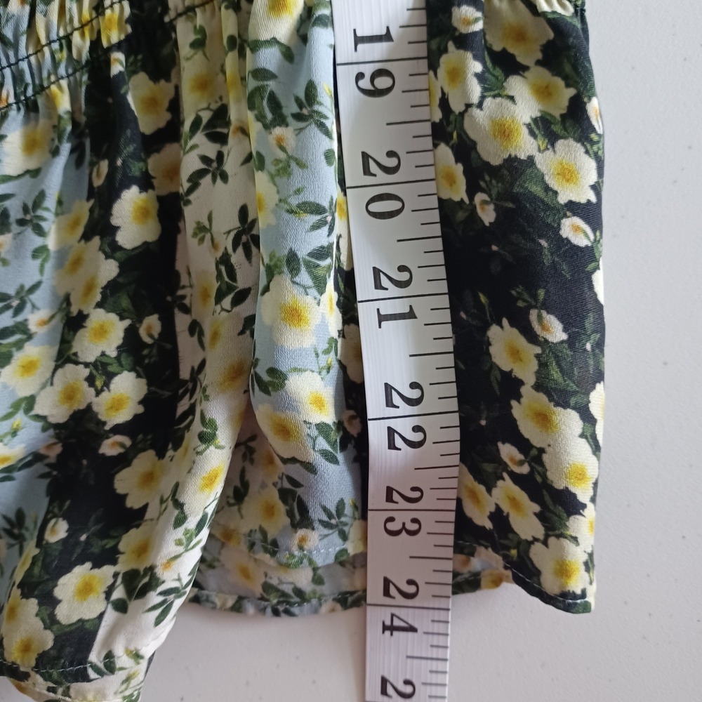 Parker Womens Silk Floral Smocked Peplum Blouse Black Daisy Balloon Sleeve Sz M - Picture 5 of 14
